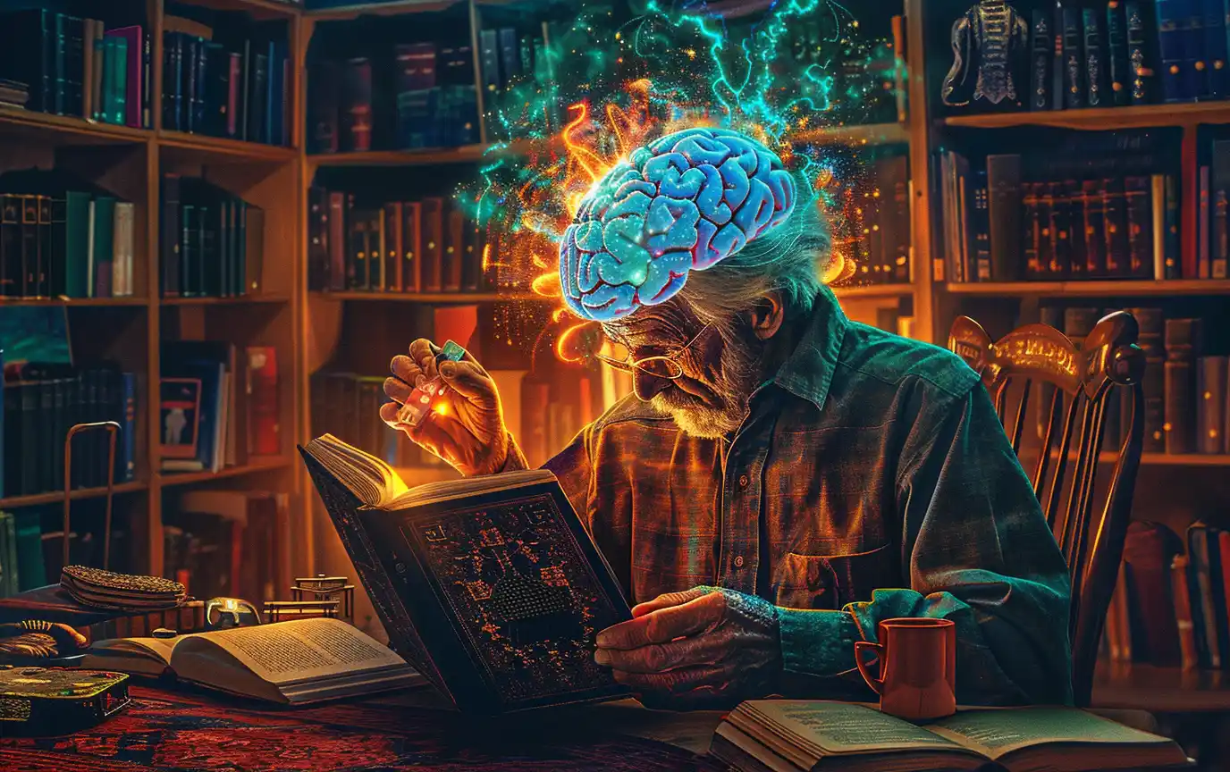 elderly man glowing vibrant active brain memory zest