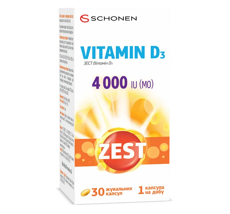 ZEST Vitamin D3 4000 IU 30 жевательных капсул