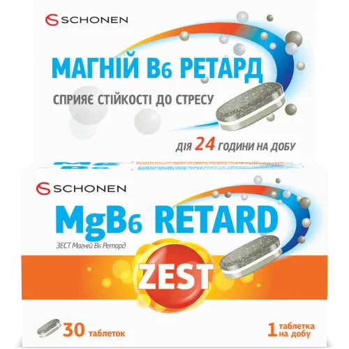 Упаковка ZEST MgB6 Retard 30 таблеток